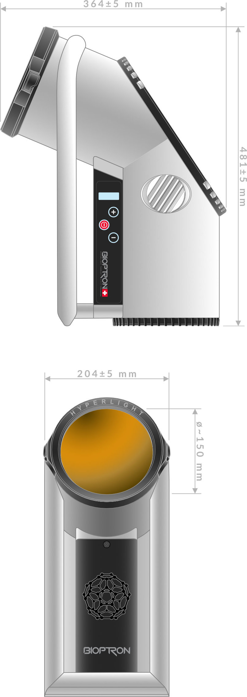 Technical draw of Bioptron 2